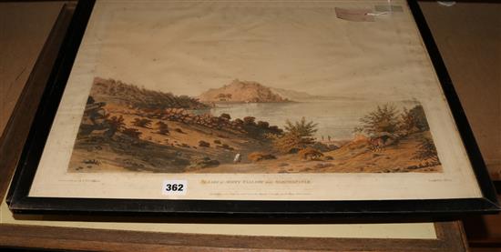 Dukes after Anburey, aquatint, Entrance of Gundacotta Pass and 6 other prints on colonial subjects (7)